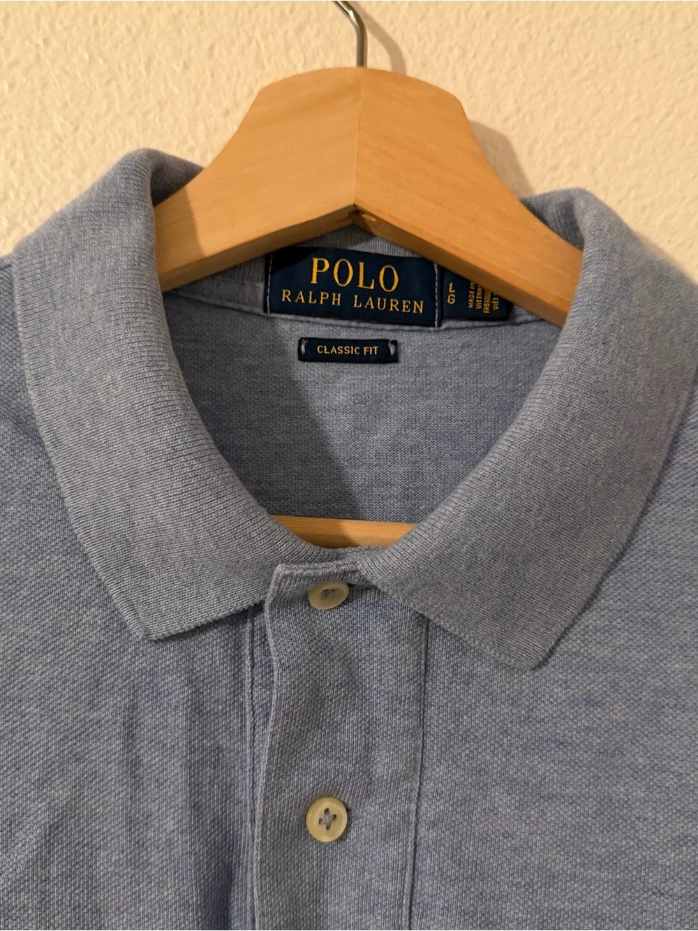 Ralph Lauren Men’s Heather Light Blue Polo Shirt Embroidered Pony Size Large